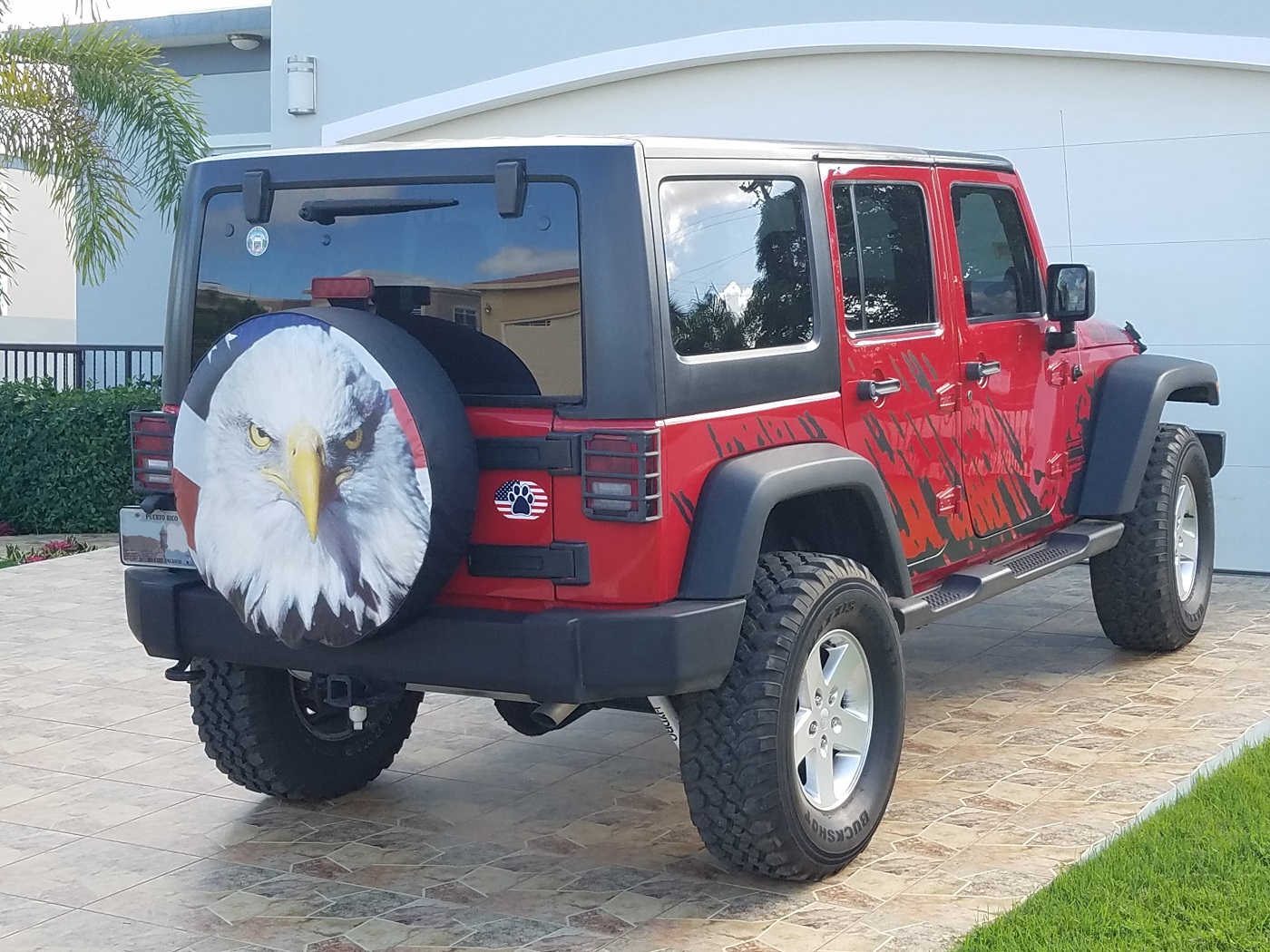 American Eagle with USA Flag Tire Cover