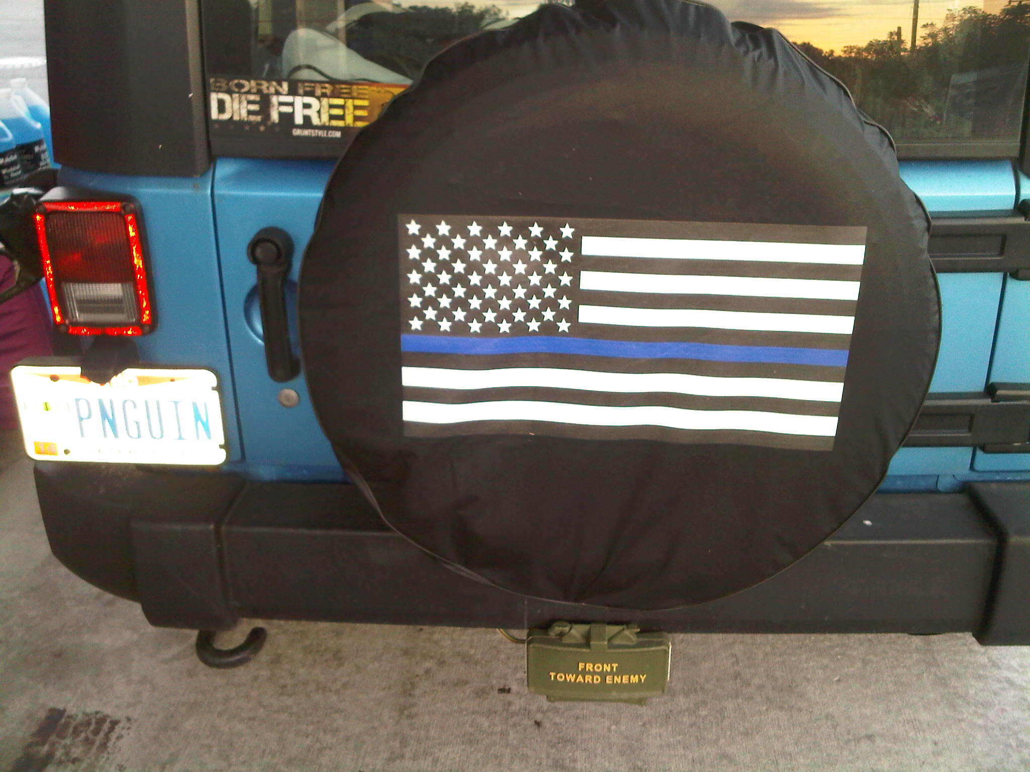 Back the Blue Line American Flag Tire Cover