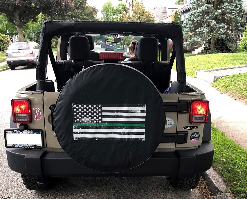 Thin Green Line Distressed Tire Cover
